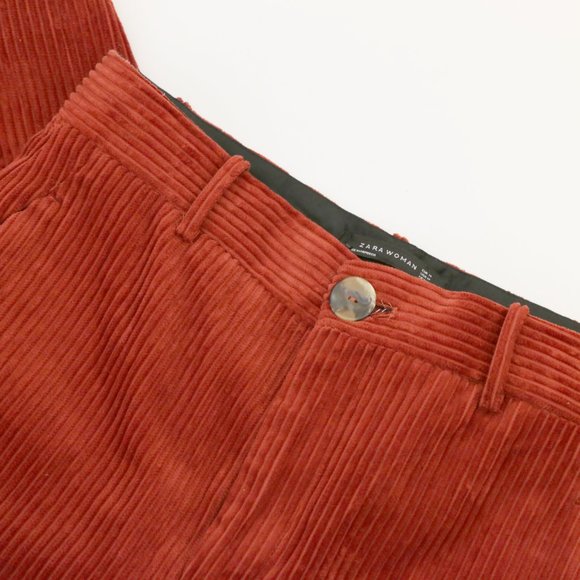 NWT Zara Corduroy Burnt Orange Pants Medium - Picture 7 of 8